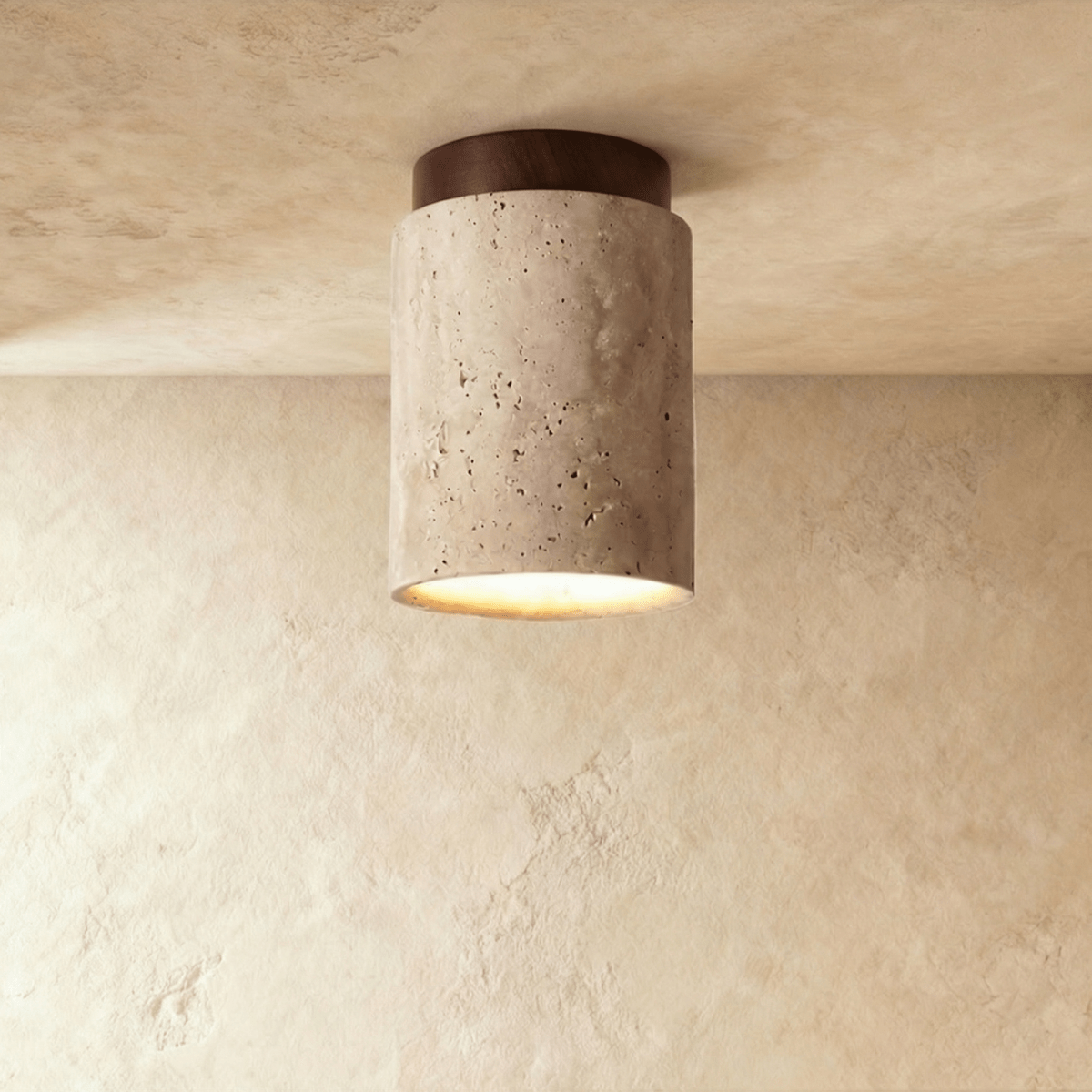 Ulmara Travertine Drum Flush Mount