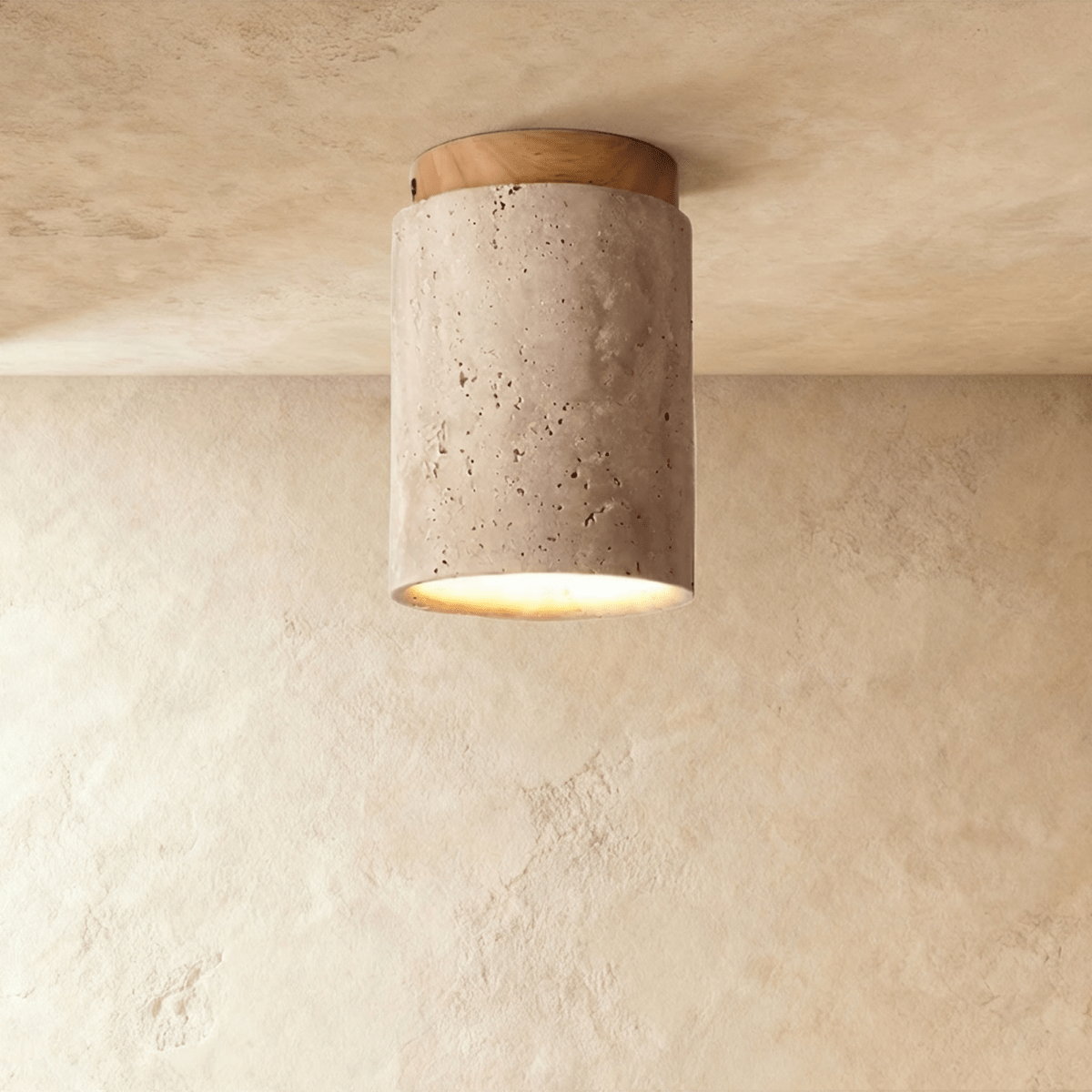 Ulmara Travertine Cylinder Flush Mount