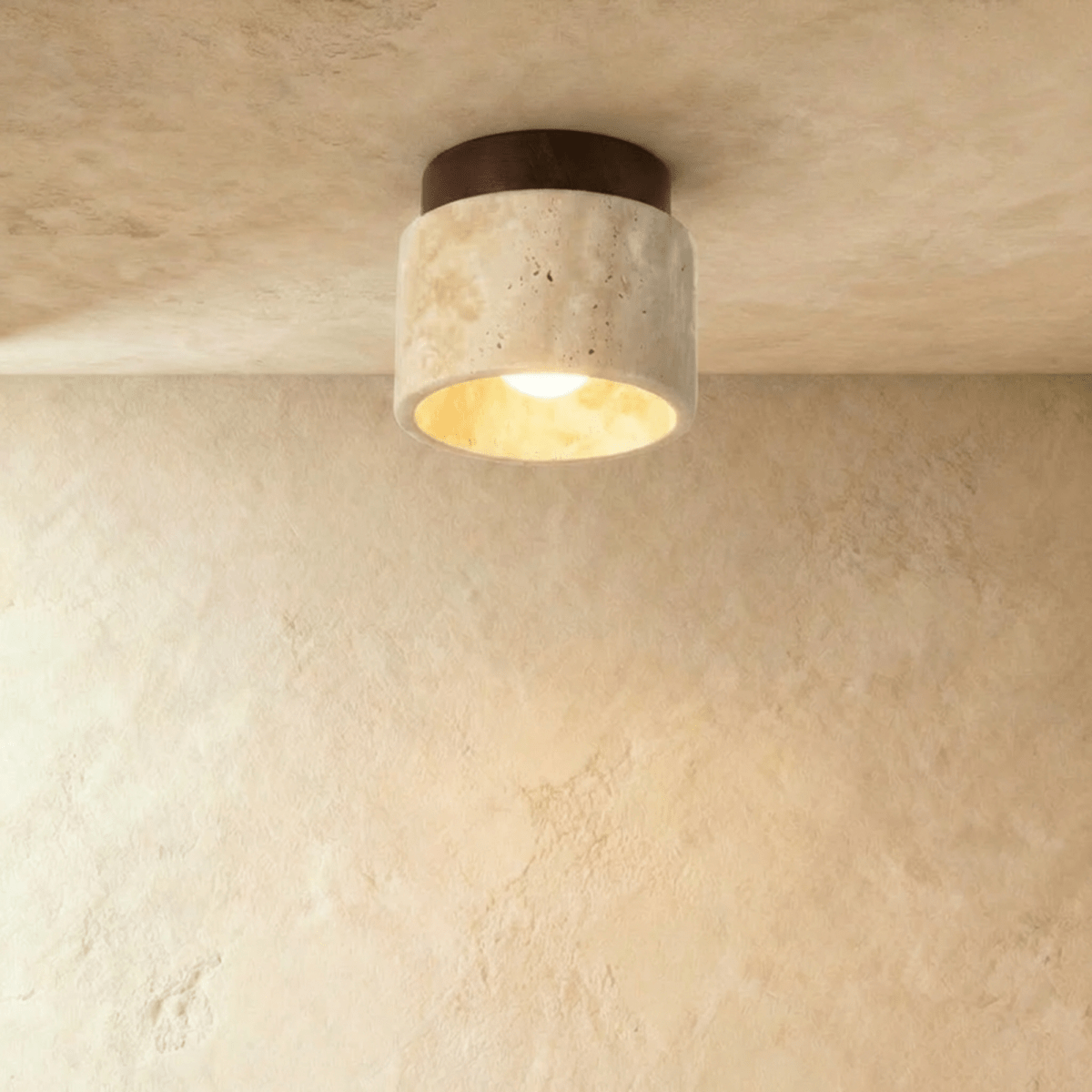 Ulmara Travertine Cylinder Flush Mount