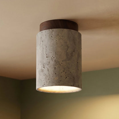 Ulmara Travertine Cylinder Flush Mount