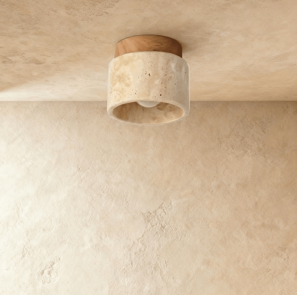 Ulmara Travertine Cylinder Flush Mount