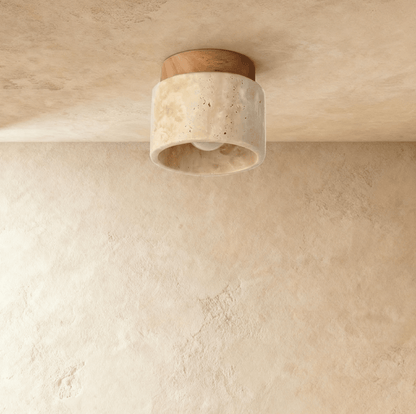 Ulmara Travertine Cylinder Flush Mount