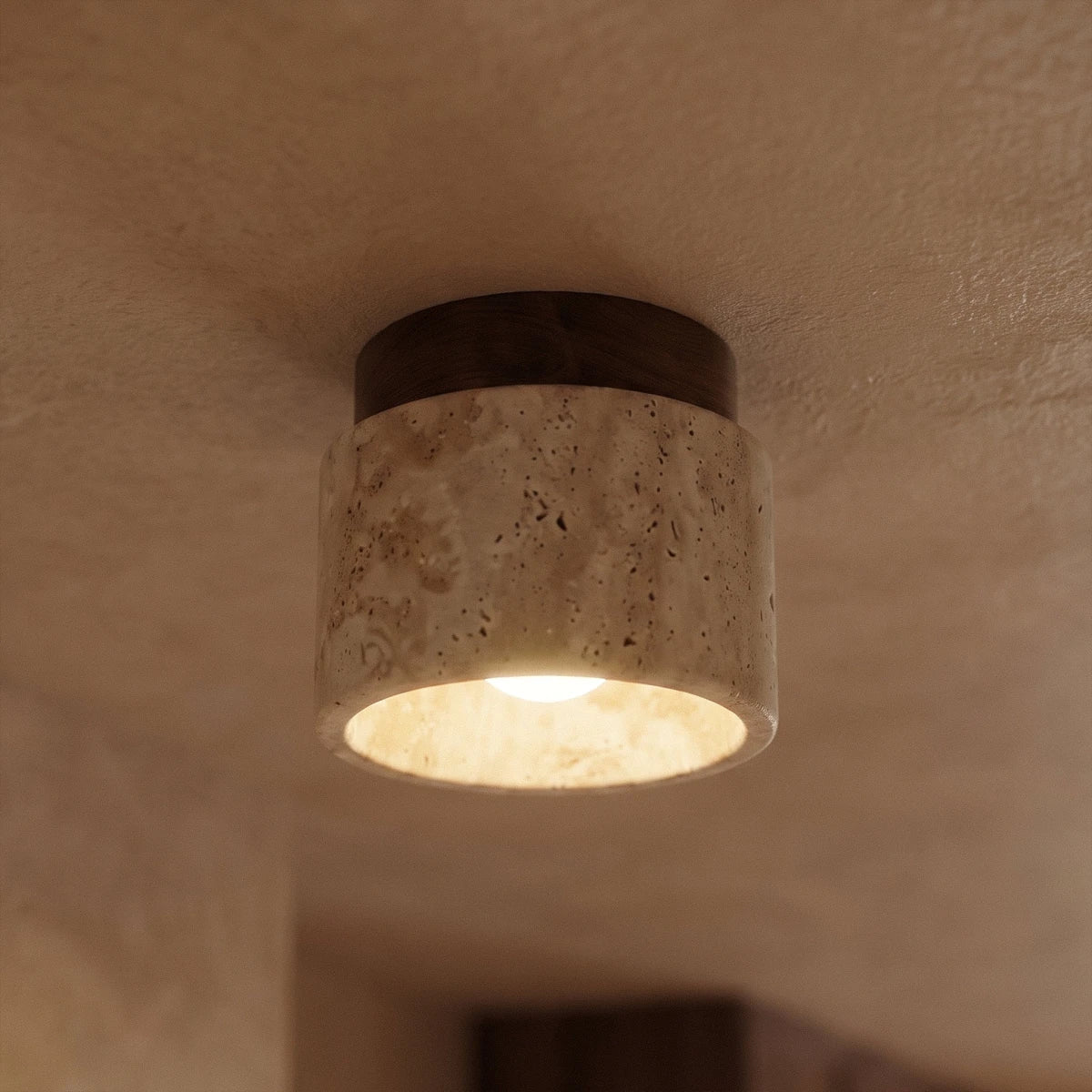 Ulmara Travertine Cylinder Flush Mount
