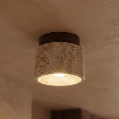 Ulmara Travertine Cylinder Flush Mount