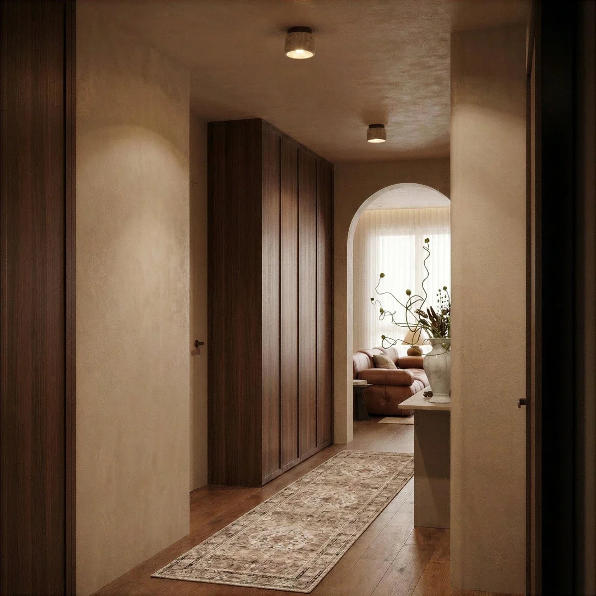 Ulmara Travertine Cylinder Flush Mount