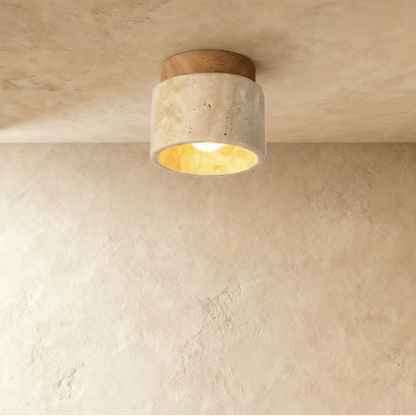 Ulmara Travertine Cylinder Flush Mount