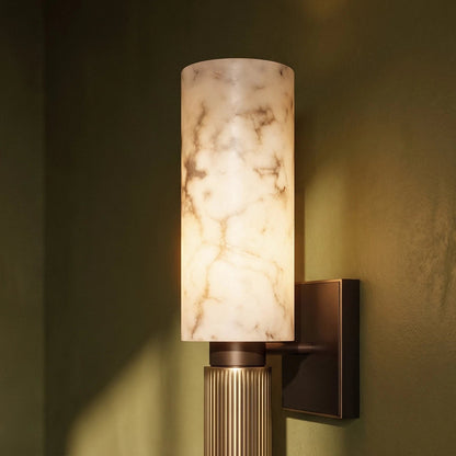 Yspera Alabaster Cylinder Wall Sconce