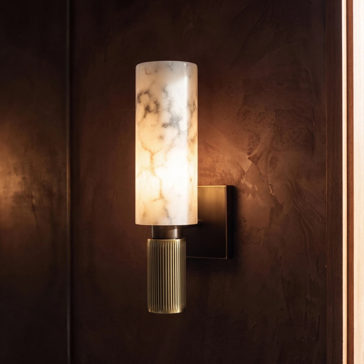 Yspera Alabaster Cylinder Wall Sconce